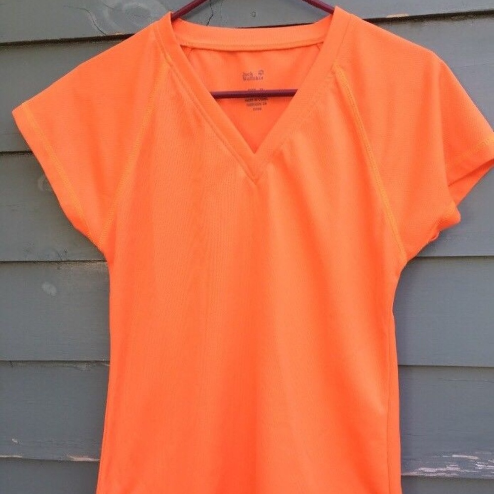 Jack Wolfskin  Orange V-Neck T Shirt XL